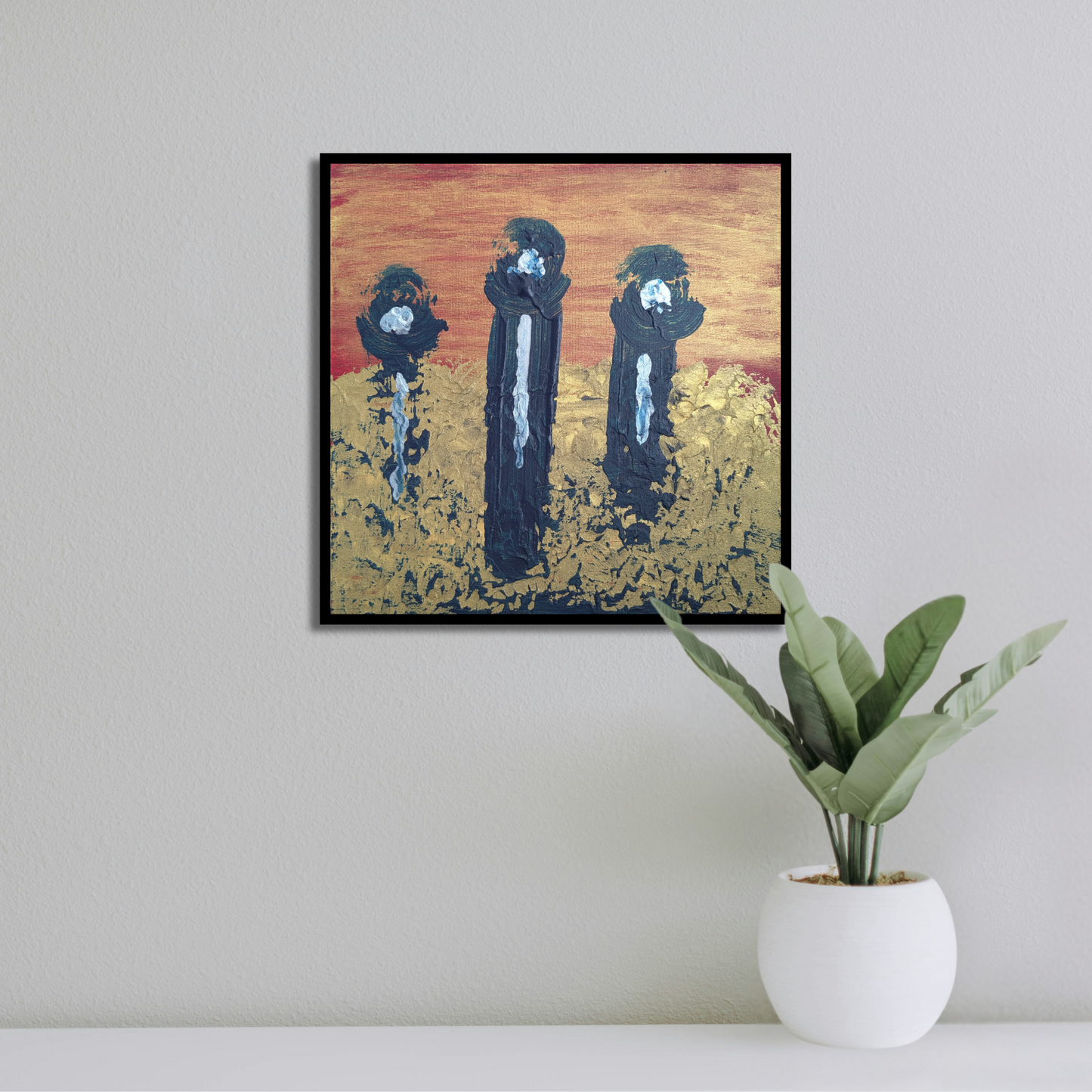 Trois machines mystères - peinture acrylique originale 25x25cm (2025)