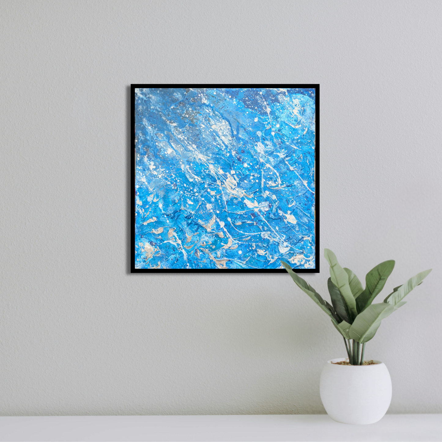 Dynamique dans le bleu - peinture acrylique originale 25x25cm (2025)