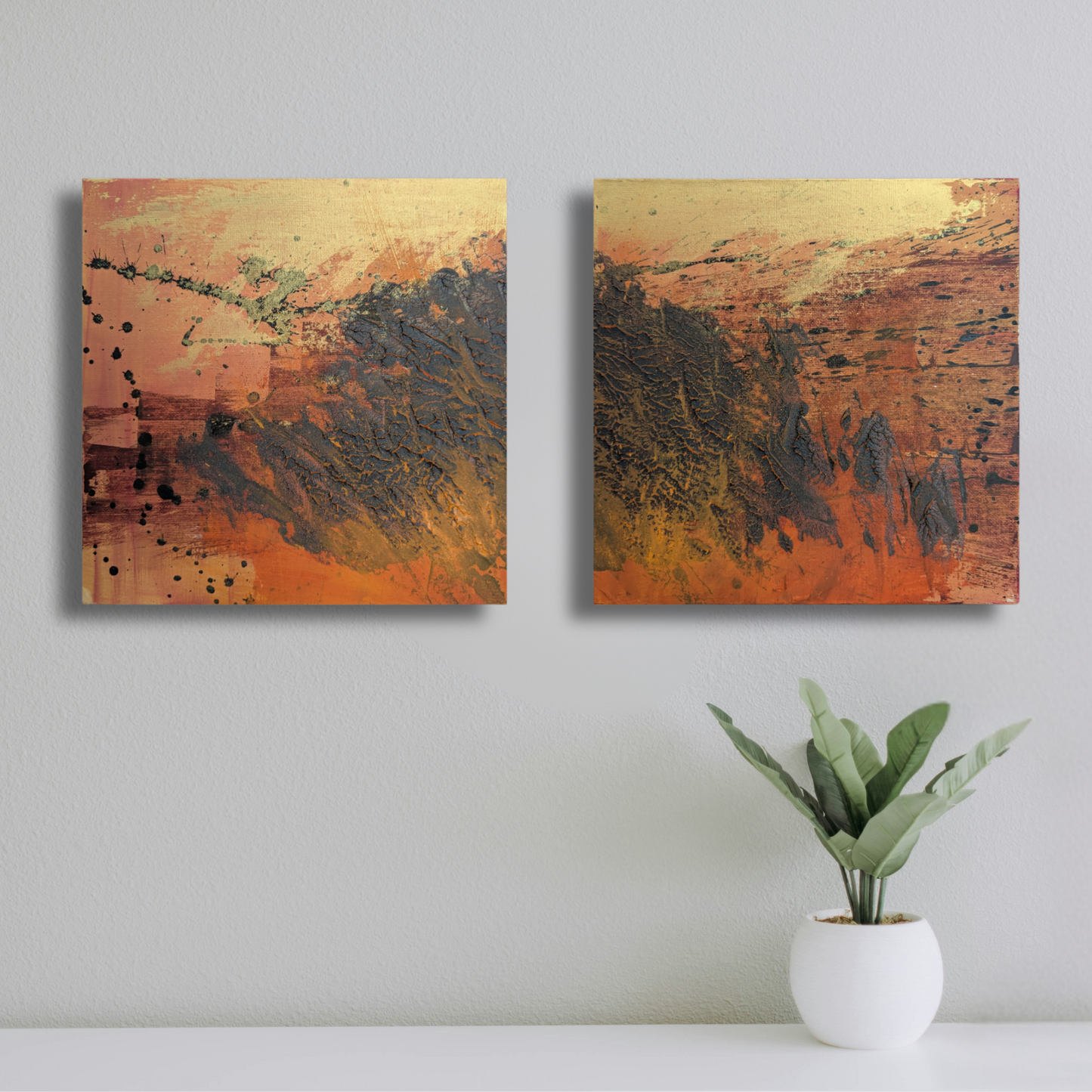 0411B - Diptyque peintures acryliques originales 25x25cm (2025)