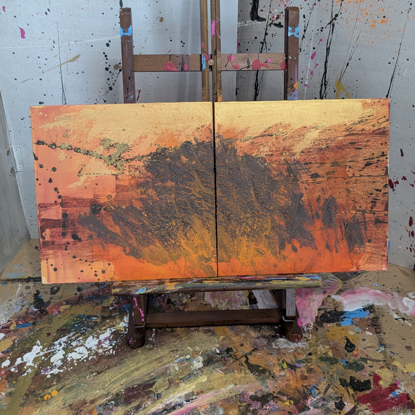 0411B - Diptyque peintures acryliques originales 25x25cm (2025)