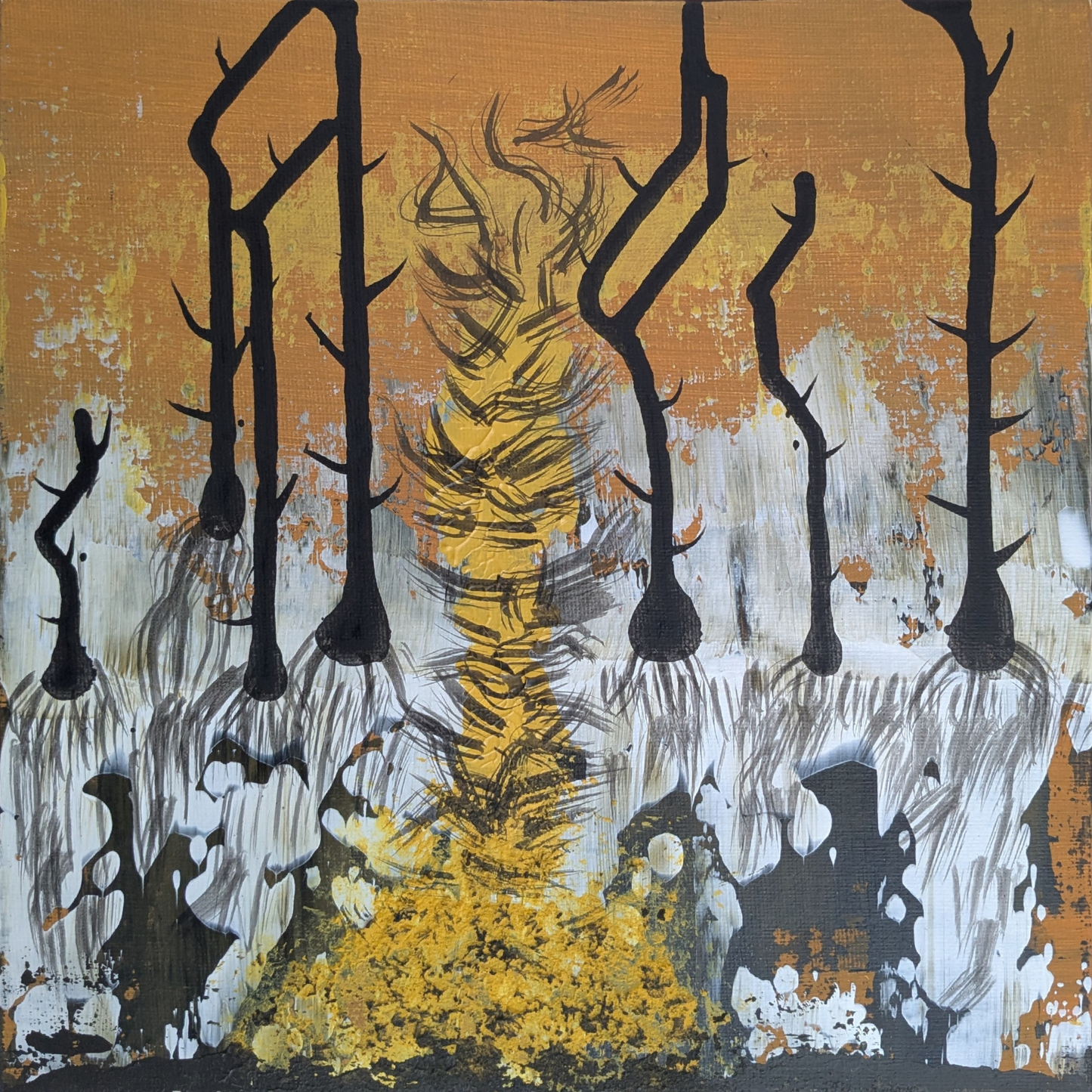Racines ou épines - peinture acrylique originale 25x25cm (2025)
