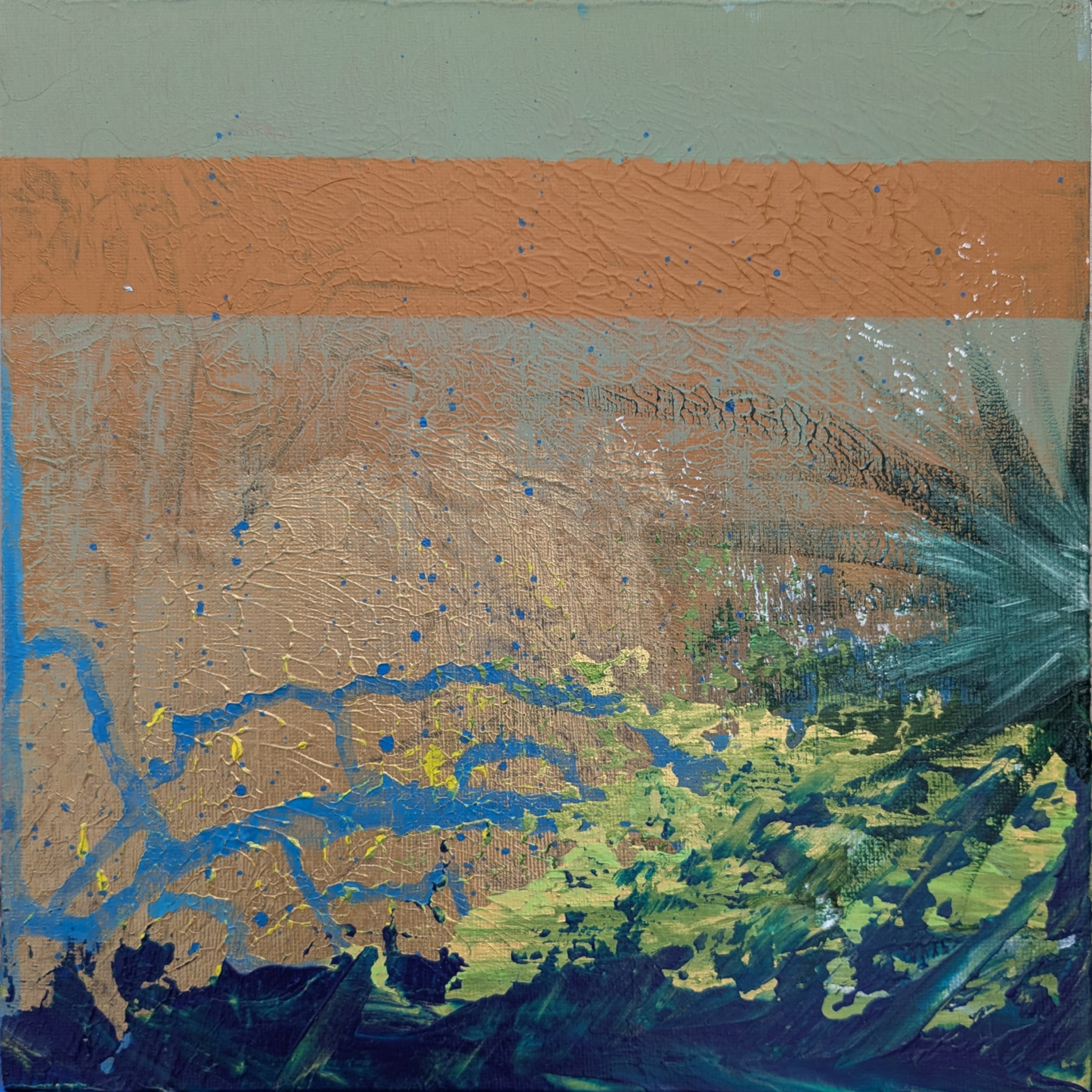 Volcan vert - Diptyque peintures acryliques originales 25x25cm (2025)