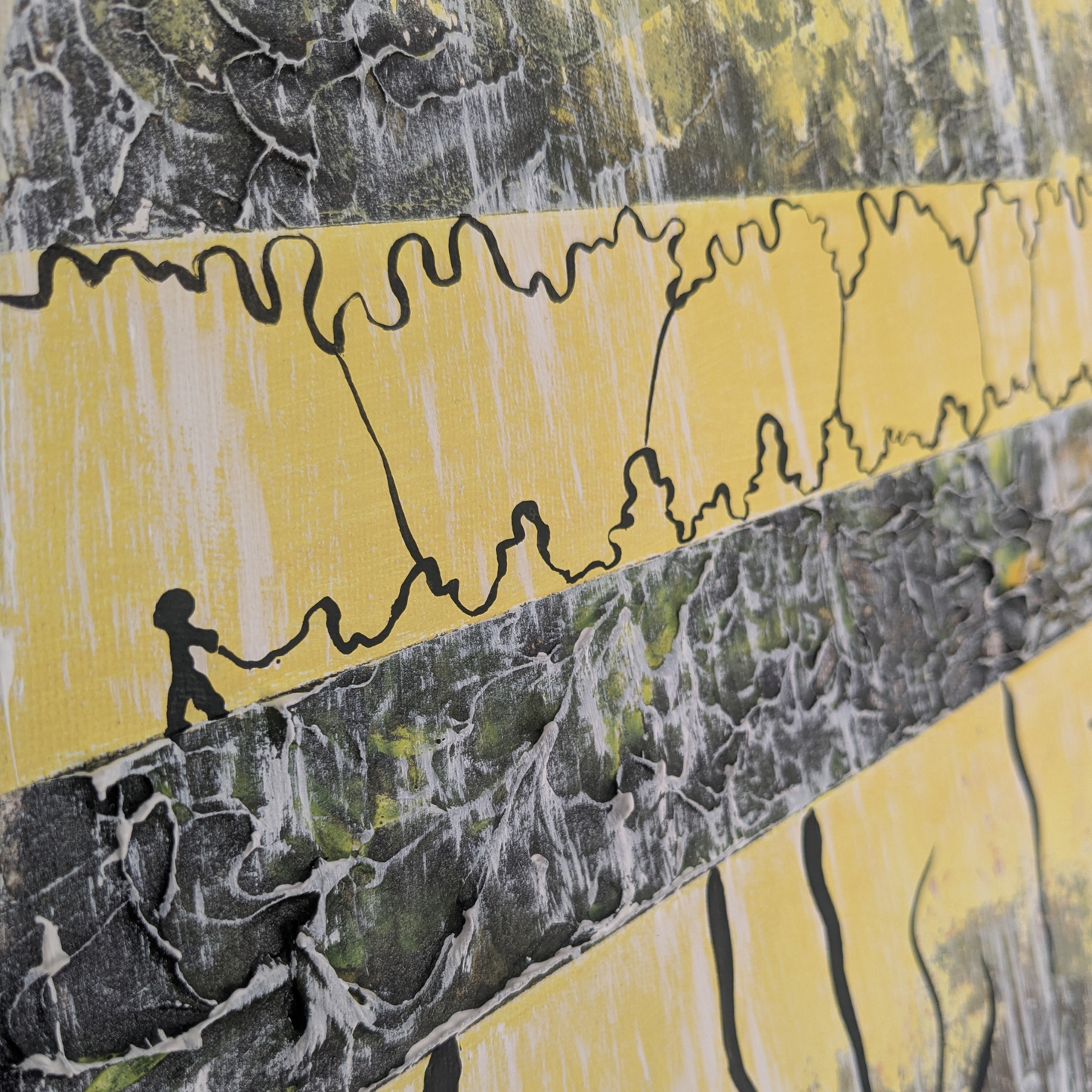 Tirer sur la ficelle - peinture acrylique originale 40x40cm (2025)