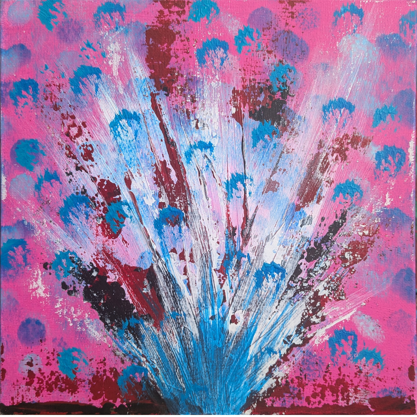 Libération bleu - peinture acrylique originale 25x25cm (2025)