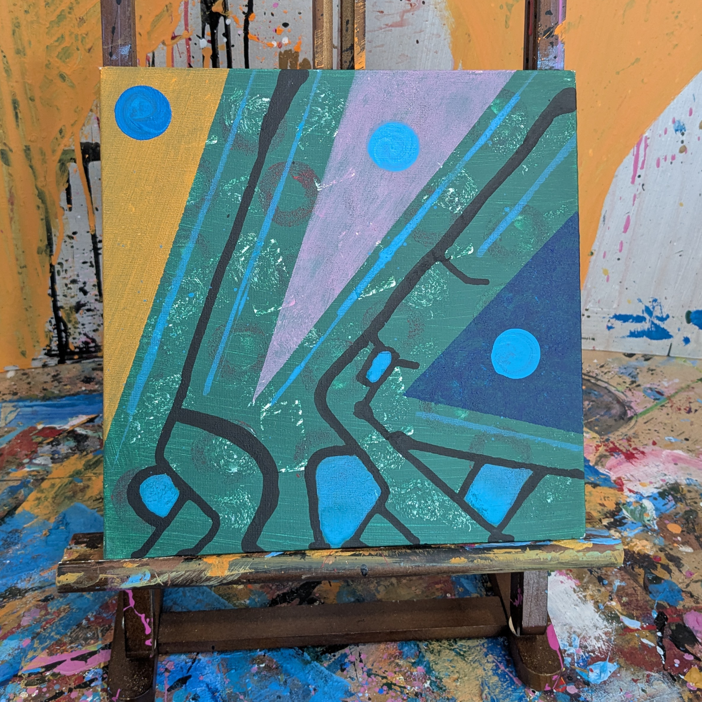 Formes et chemins - peinture acrylique originale 25x25cm (2025)