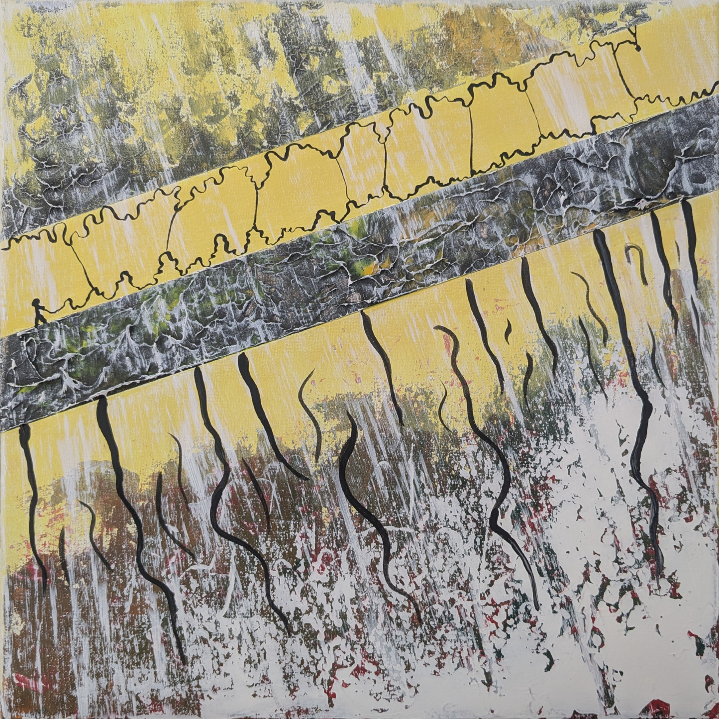 Tirer sur la ficelle - peinture acrylique originale 40x40cm (2025)