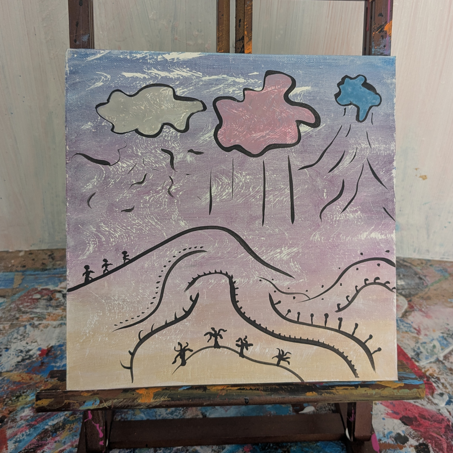 Sur le chemin - peinture acrylique originale 25x25cm (2025)