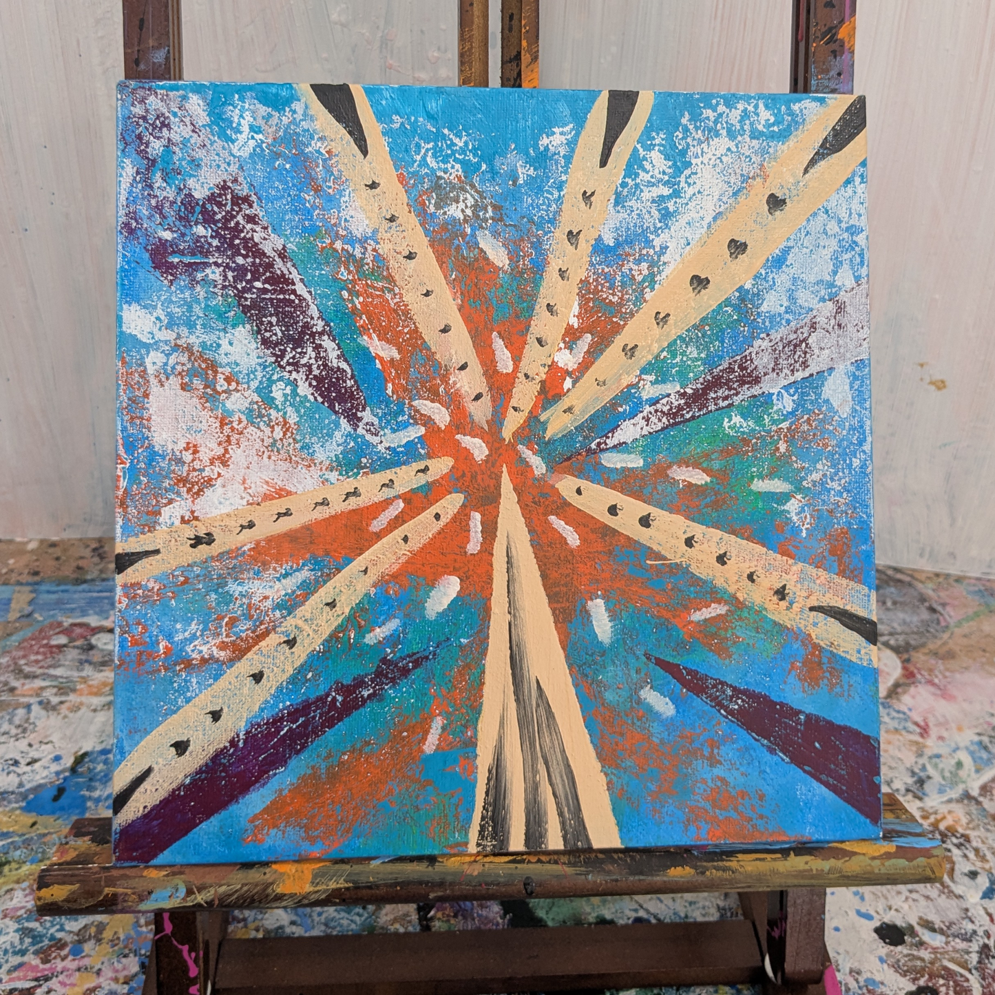 Confusion au centre - peinture acrylique originale 25x25cm (2025)