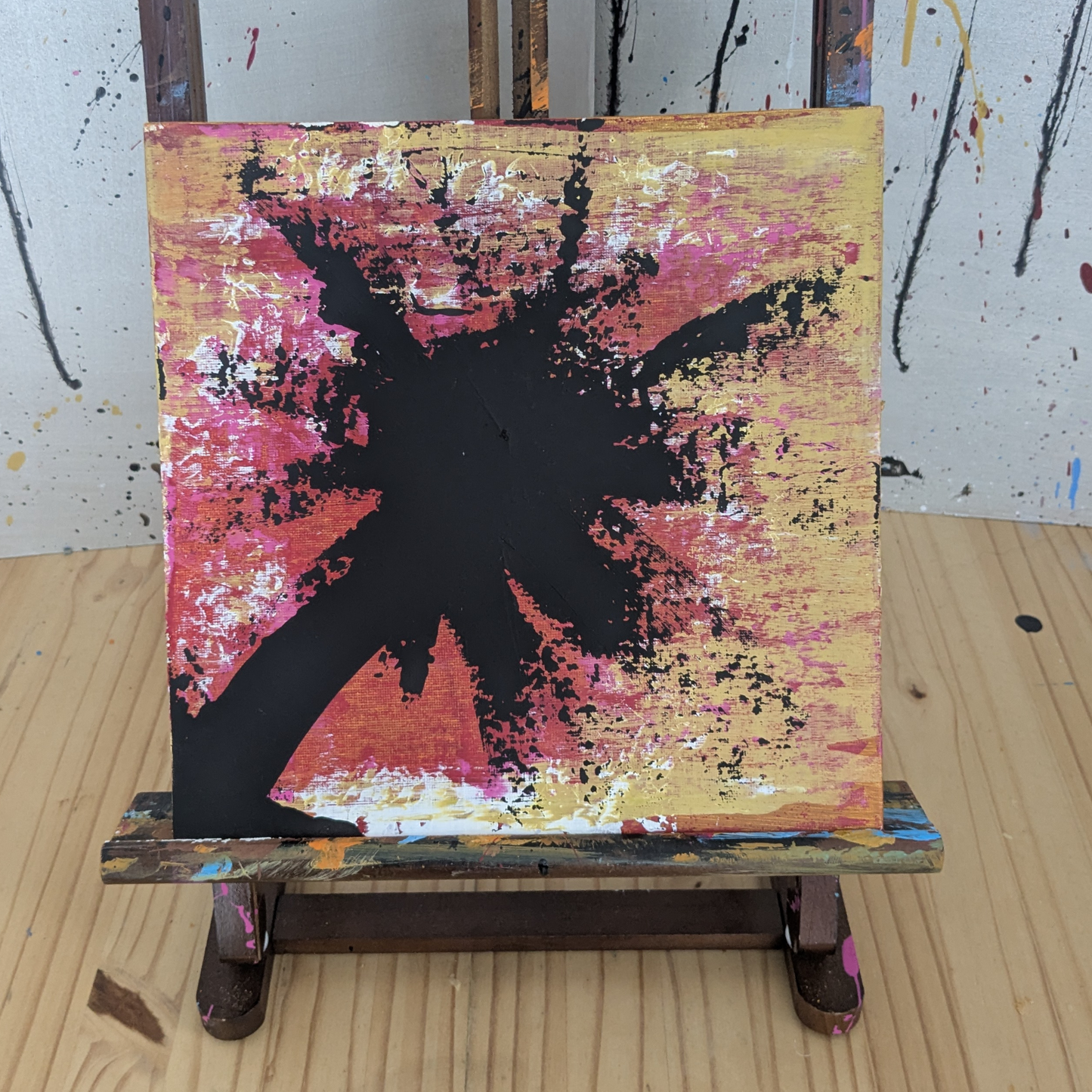 L'ombre du palmier - peinture acrylique originale 25x25cm (2025)