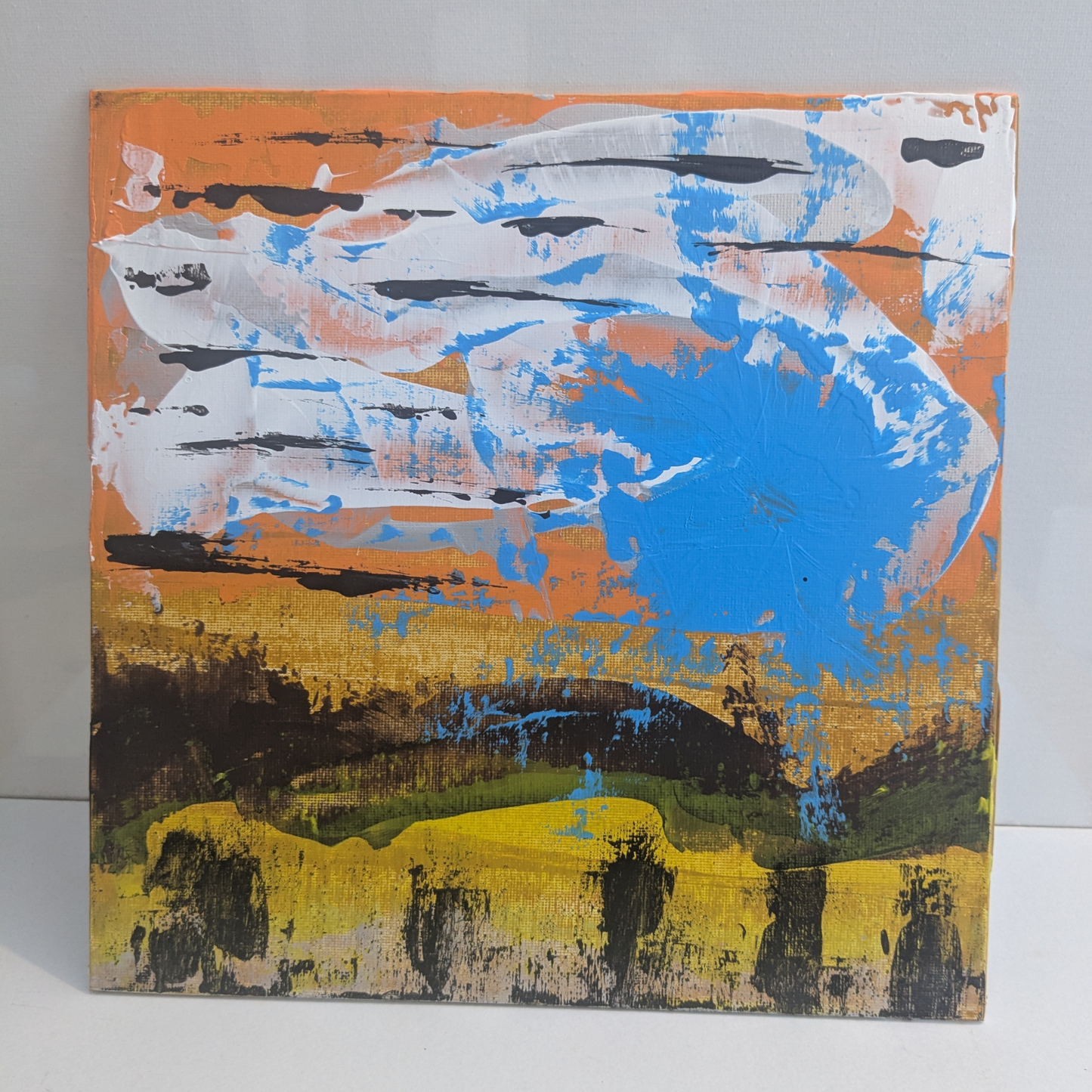 Le soleil bleu - peinture acrylique originale 25x25cm (2025)