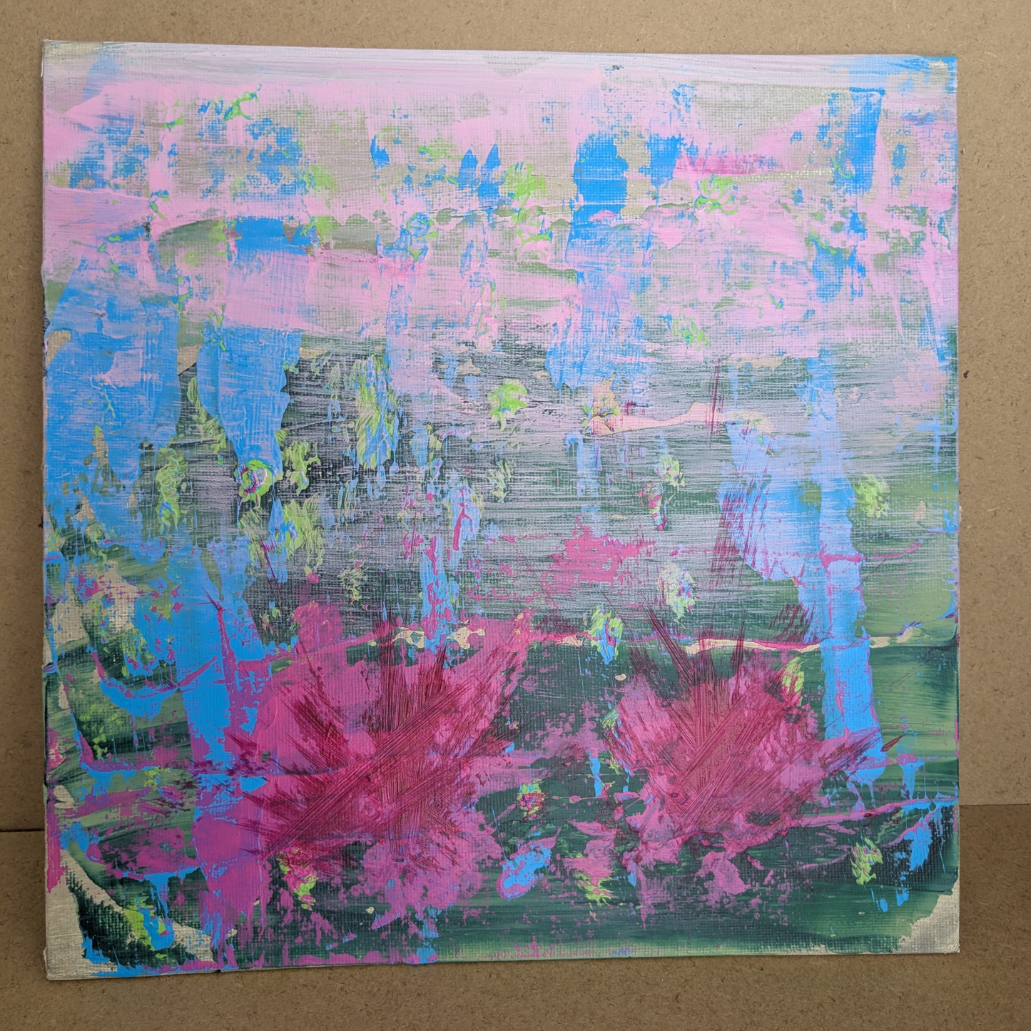 Les deux fleurs de la vie - peinture acrylique originale 25x25cm (2025)