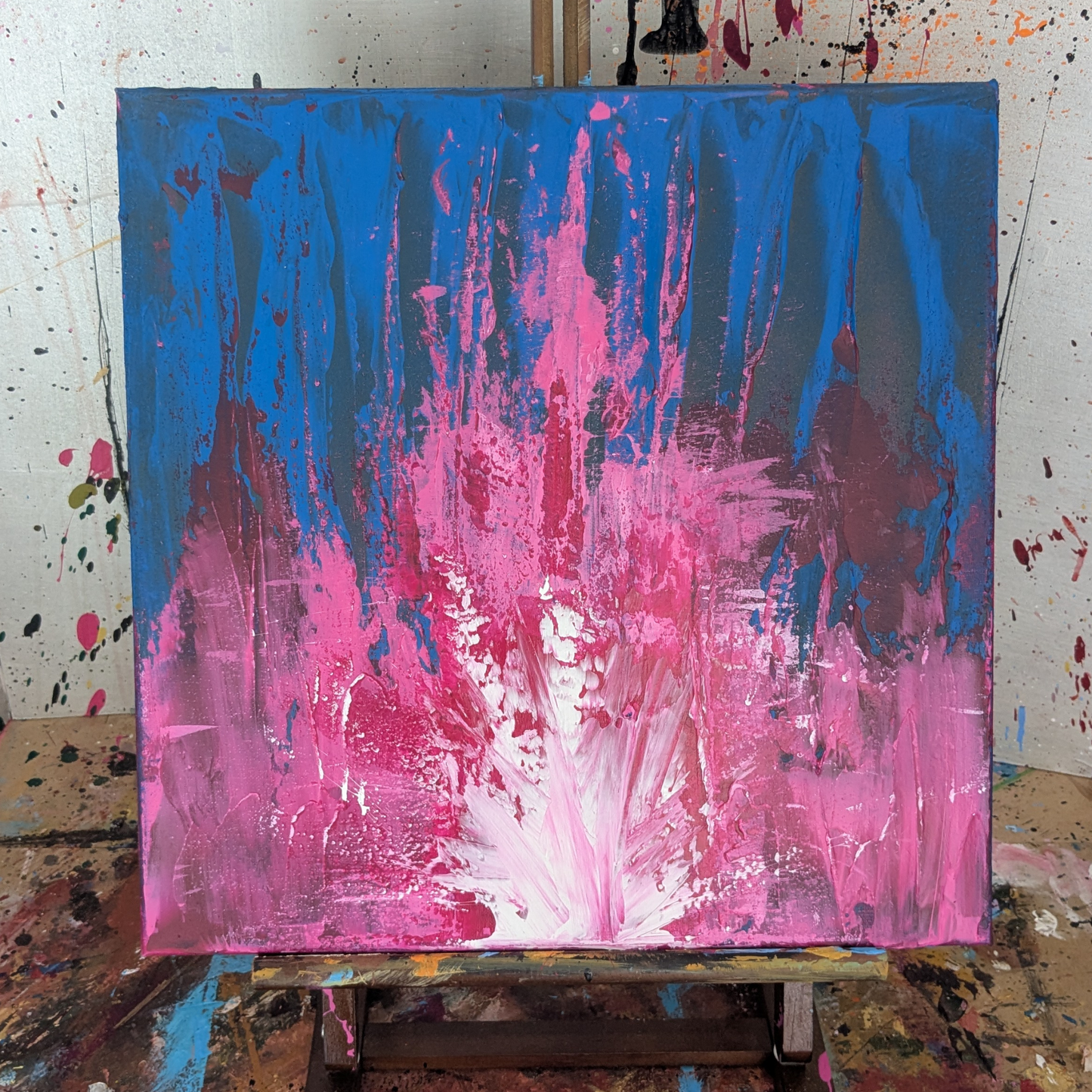 La grande fleur rose - peinture acrylique originale 40x40cm (2025)