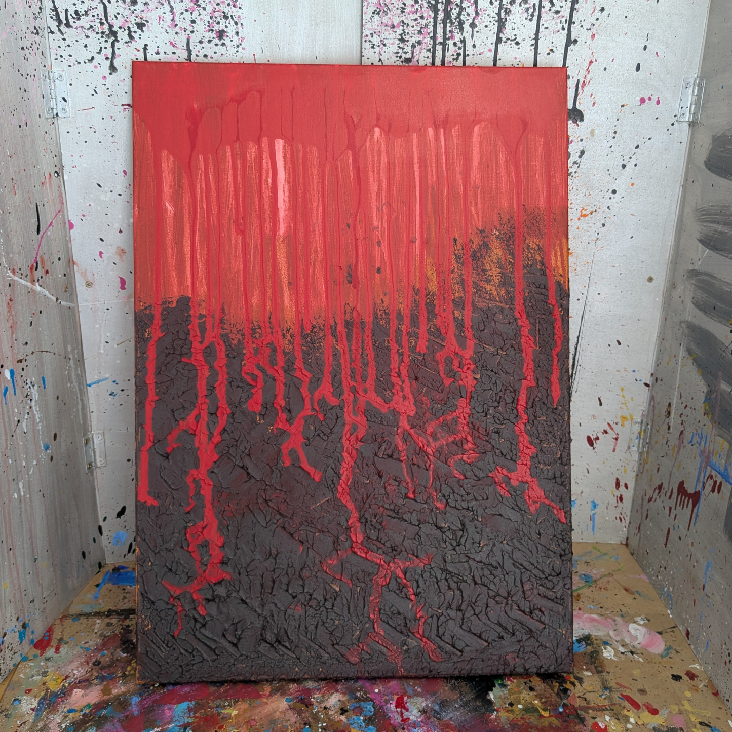 Le rouge coule - peinture acrylique originale 50x70cm (2025)