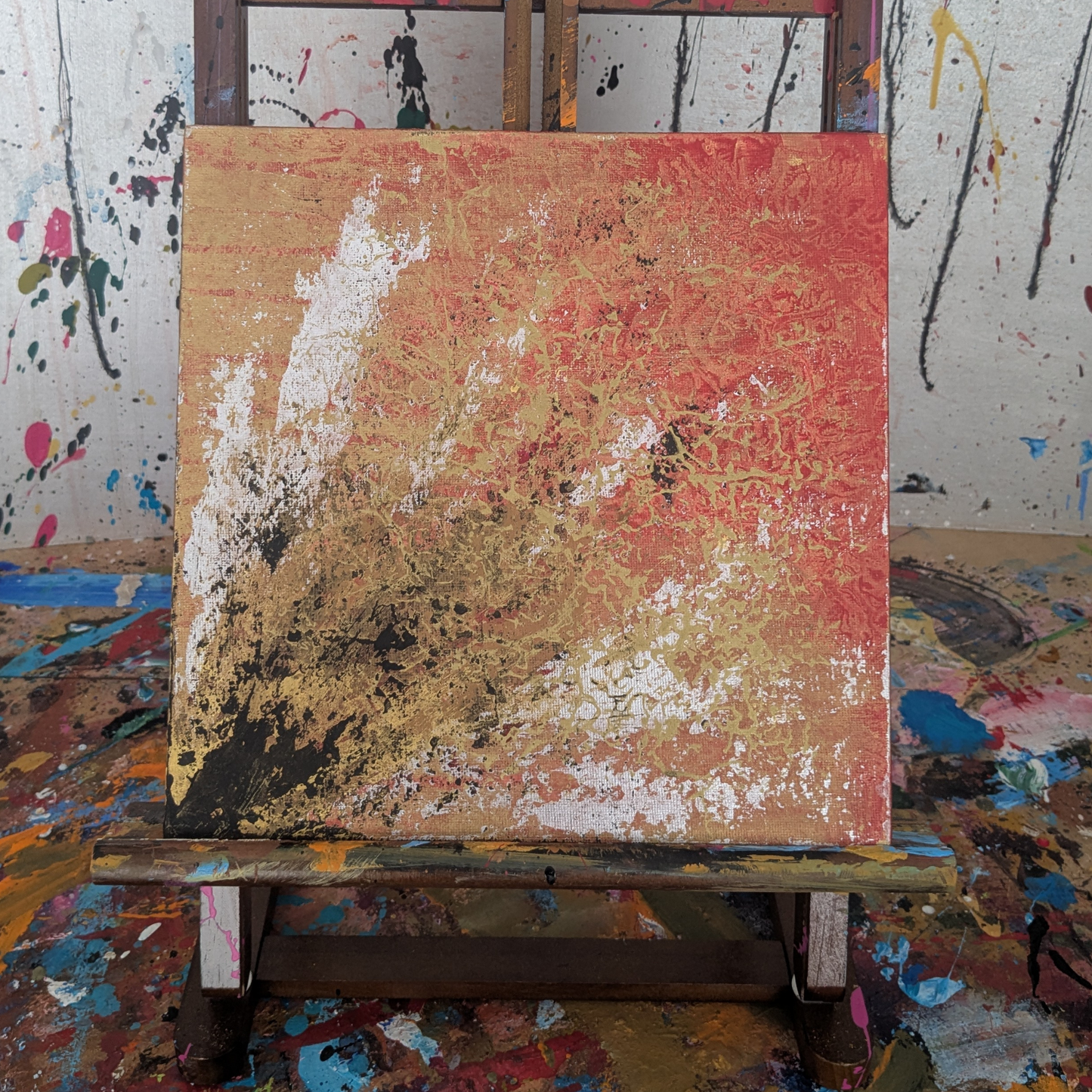 Irruption dorée - peinture acrylique originale 25x25cm (2025)