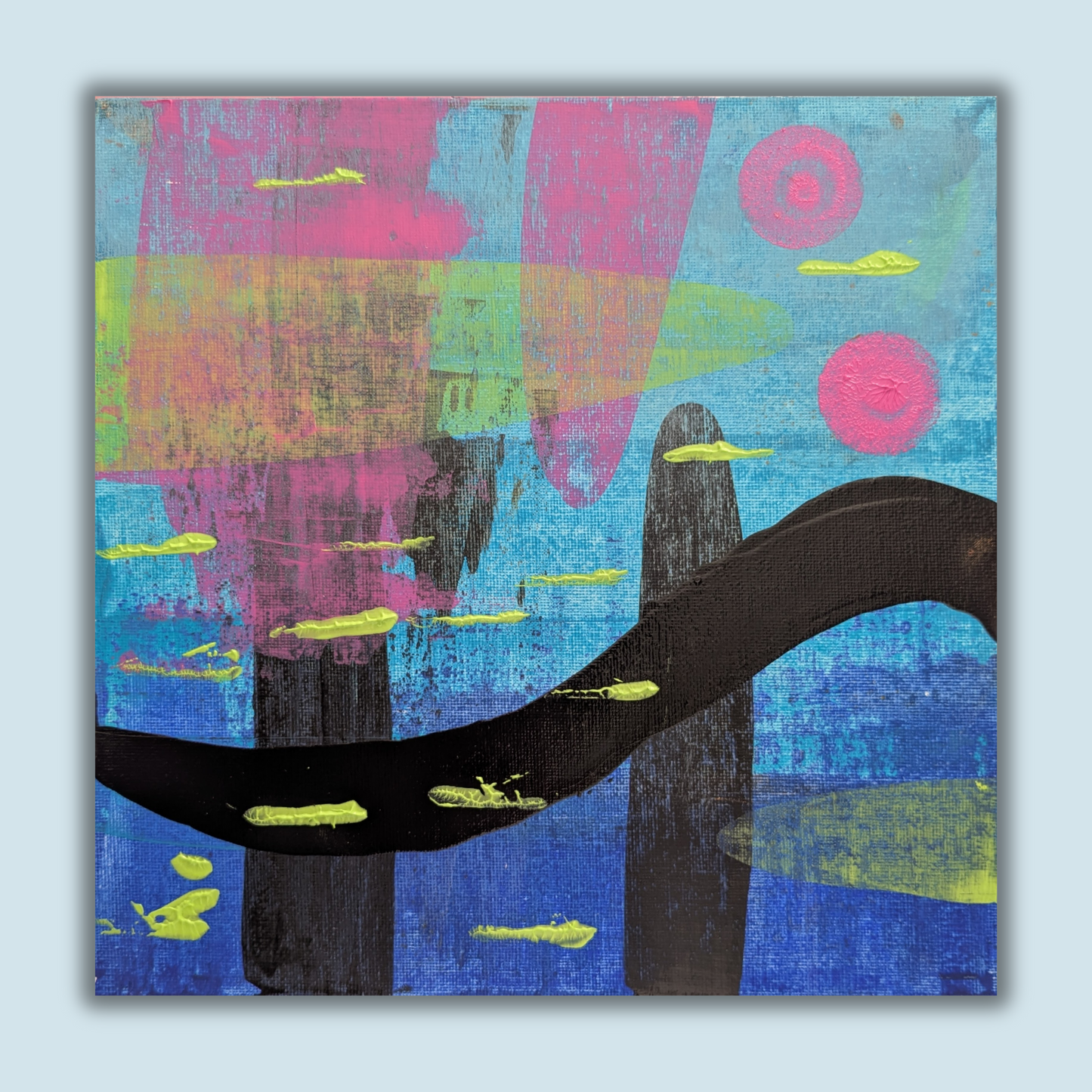 La ville sous la mer - peinture acrylique originale 25x25cm (2025)