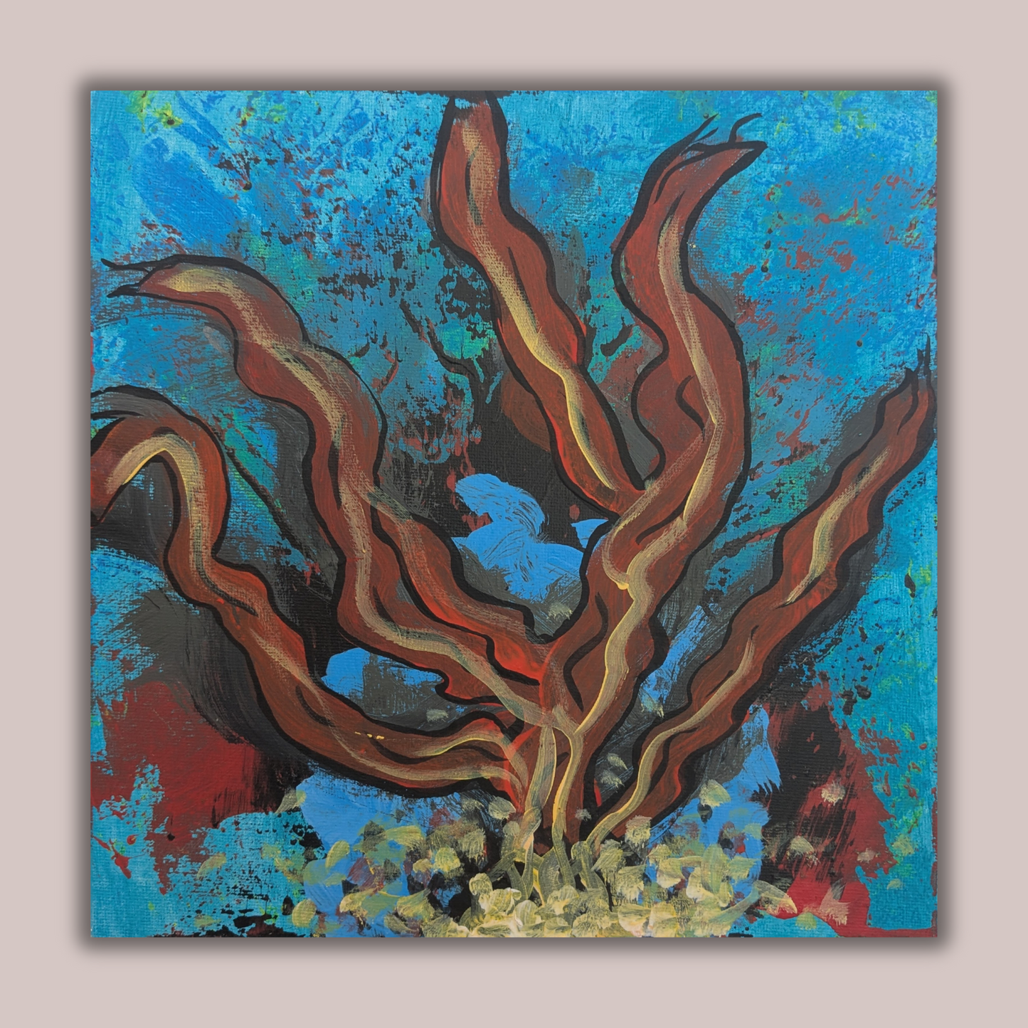 Flamme dansante - peinture acrylique originale 25x25cm (2025)