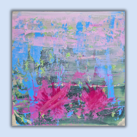 Les deux fleurs de la vie - peinture acrylique originale 25x25cm (2025)