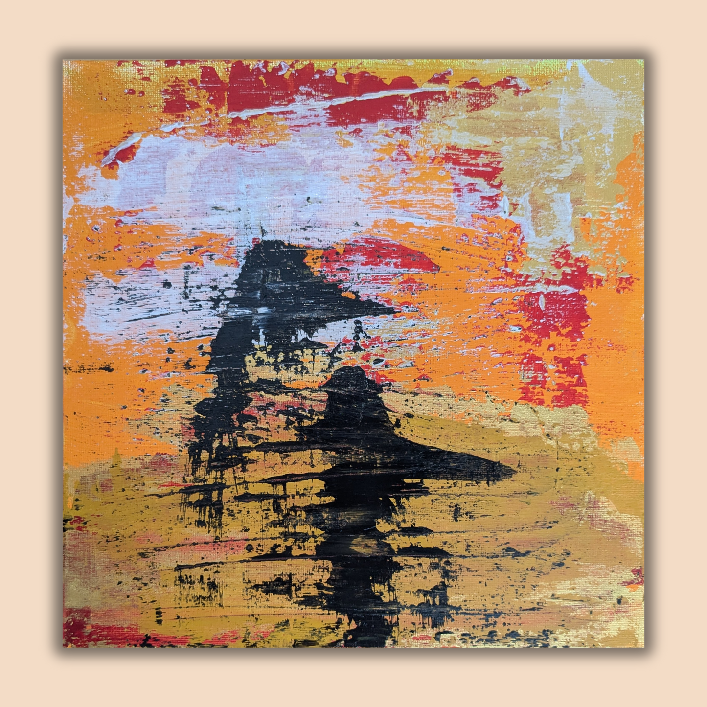 Les ombres sur mars - peinture acrylique originale 25x25cm (2025)