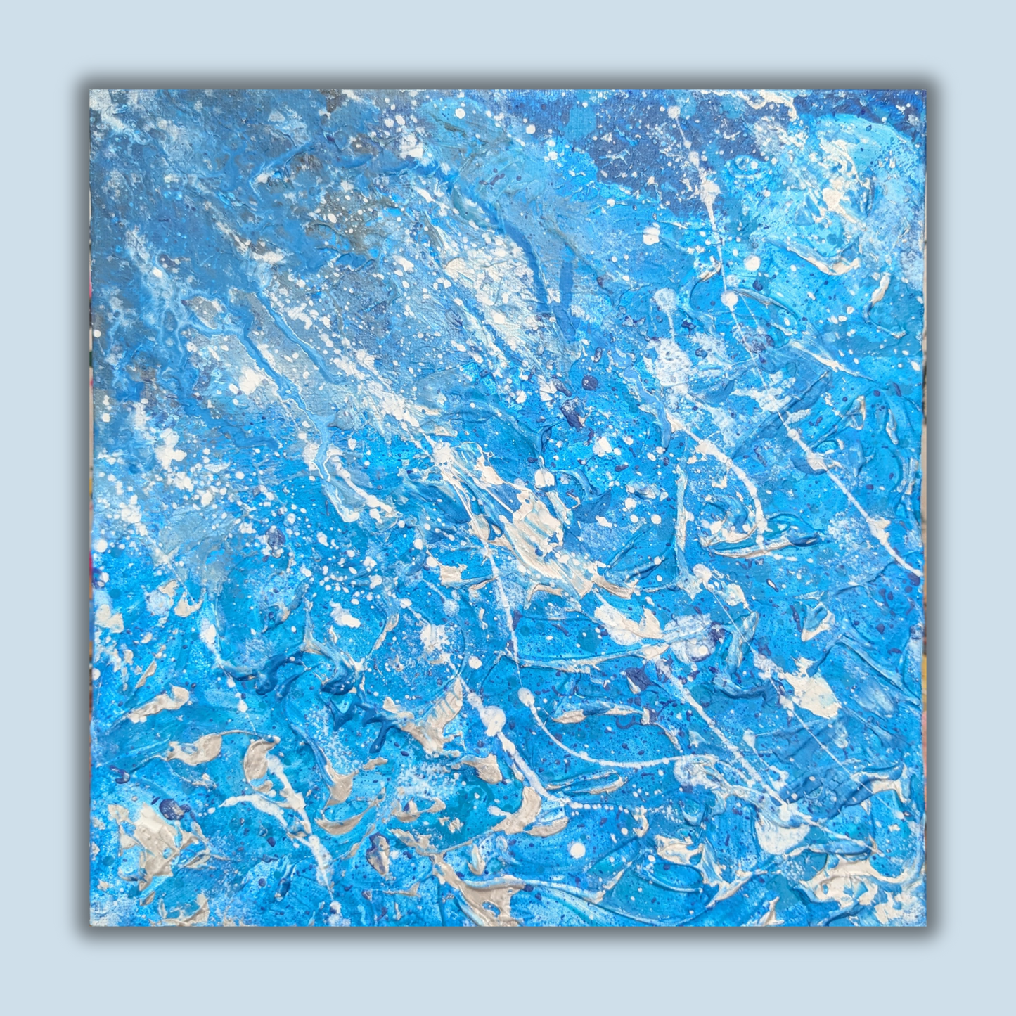 Dynamique dans le bleu - peinture acrylique originale 25x25cm (2025)