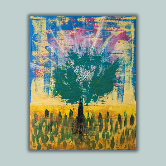 L'arbre qui rayonne - peinture acrylique originale 40x50cm (2025)