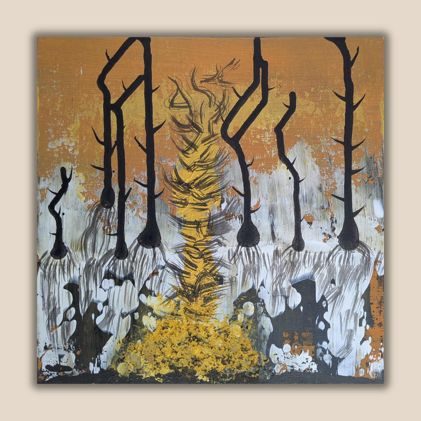 Racines ou épines - peinture acrylique originale 25x25cm (2025)