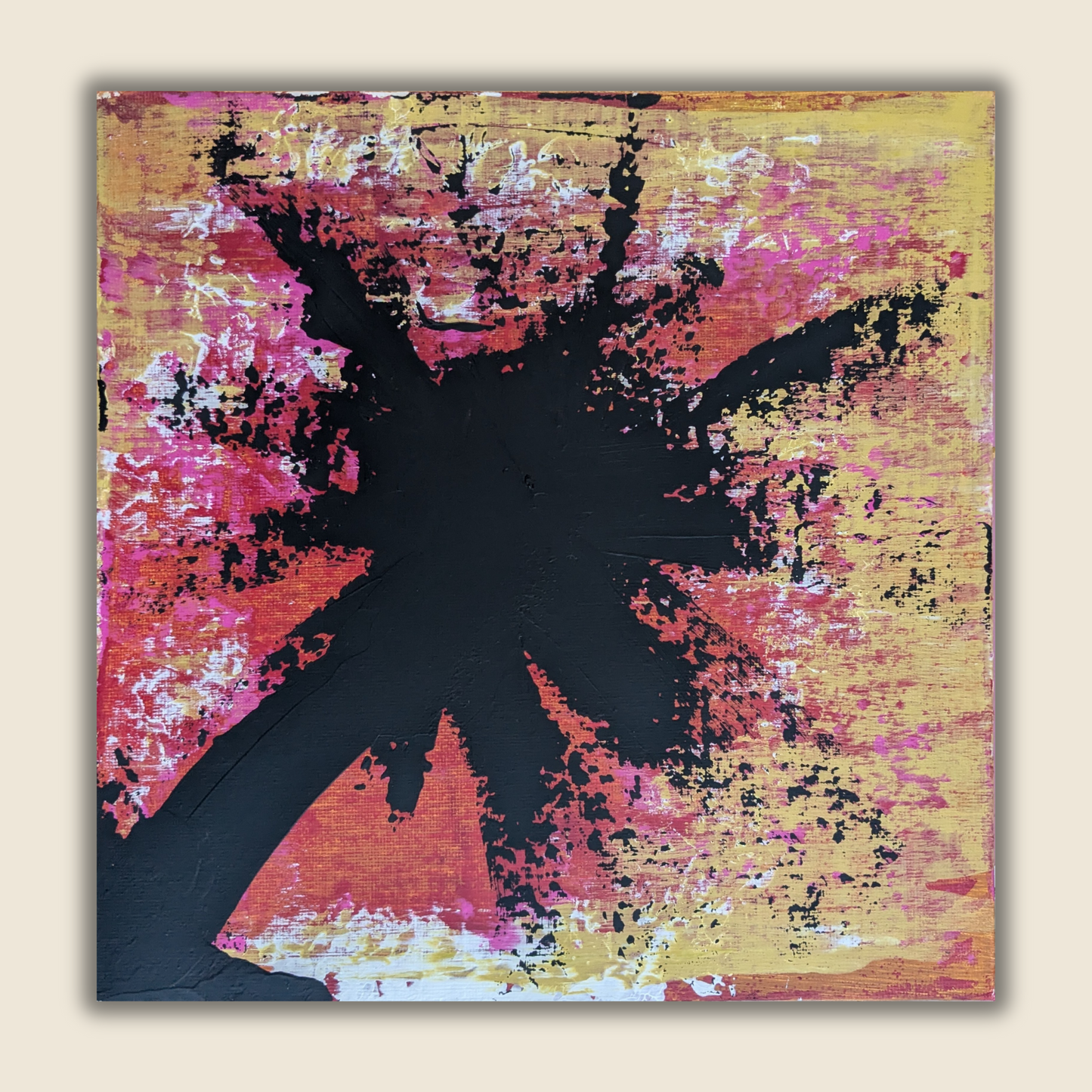 L'ombre du palmier - peinture acrylique originale 25x25cm (2025)