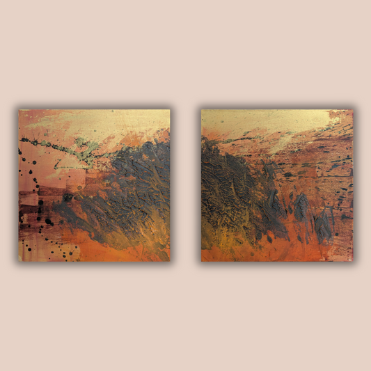 0411B - Diptyque peintures acryliques originales 25x25cm (2025)