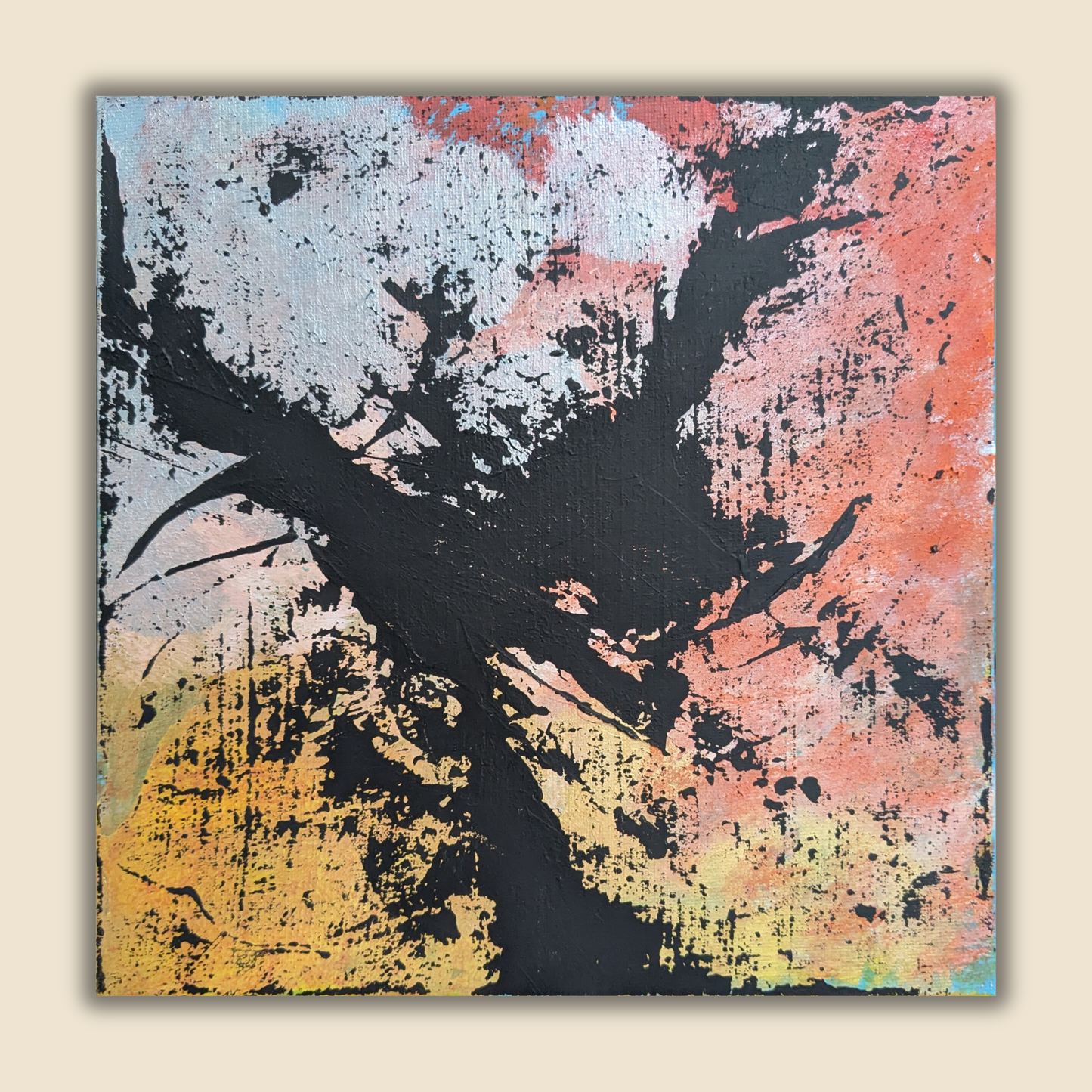 Equilibre instable - peinture acrylique originale 25x25cm (2025)