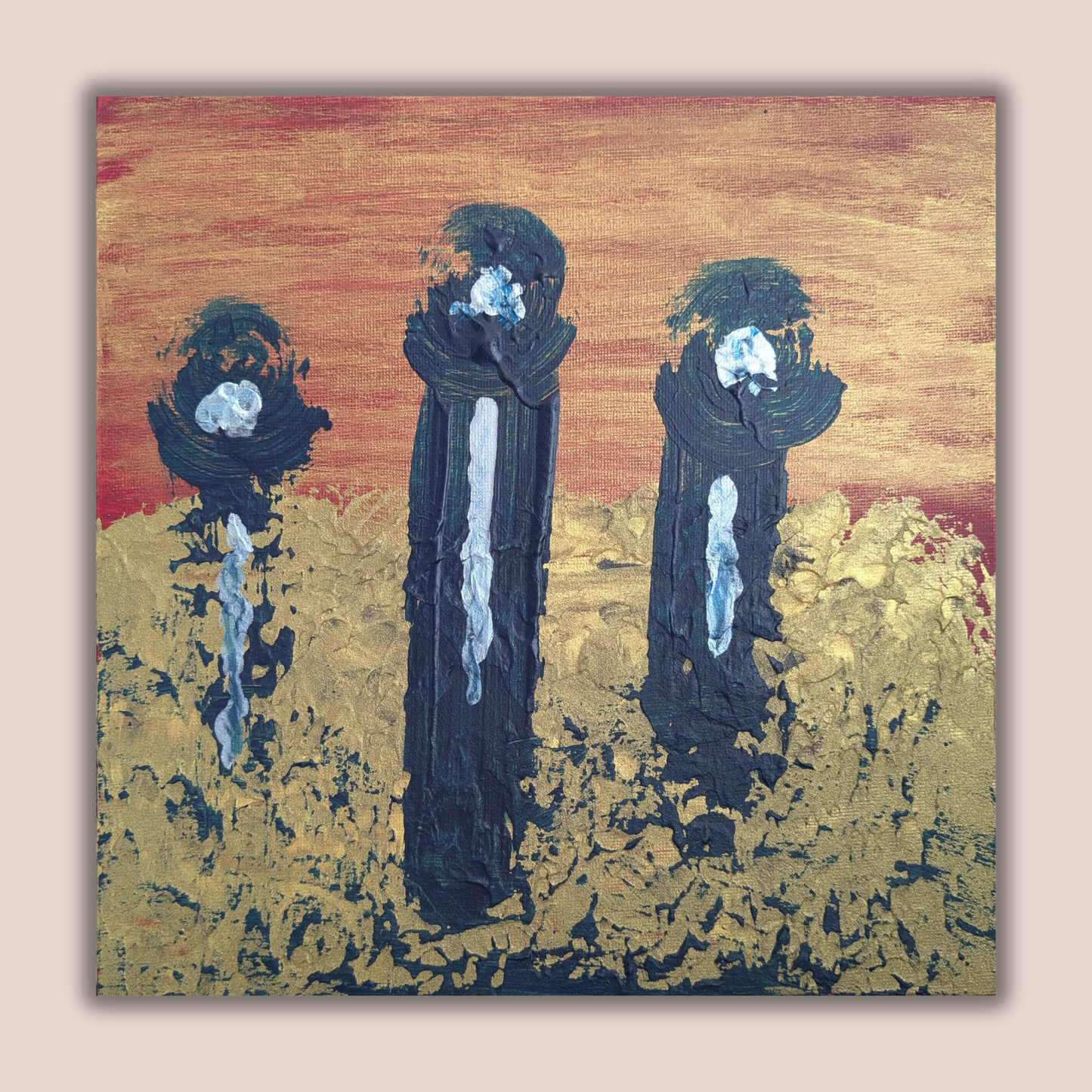 Trois machines mystères - peinture acrylique originale 25x25cm (2025)