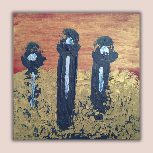 Trois machines mystères - peinture acrylique originale 25x25cm (2025)