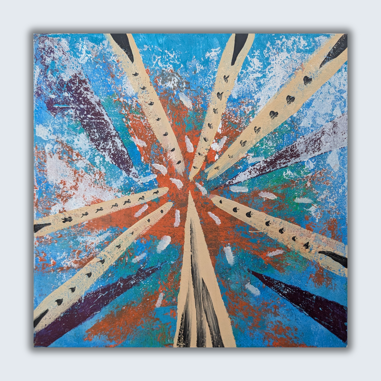 Confusion au centre - peinture acrylique originale 25x25cm (2025)