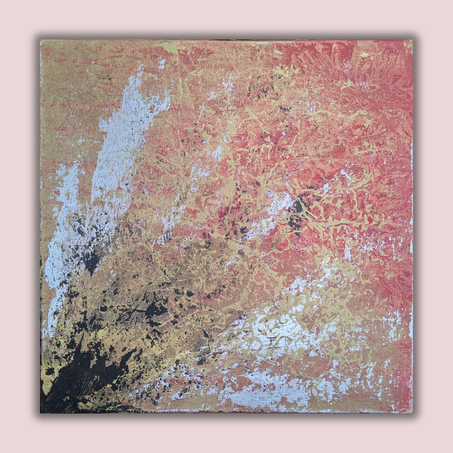 Irruption dorée - peinture acrylique originale 25x25cm (2025)