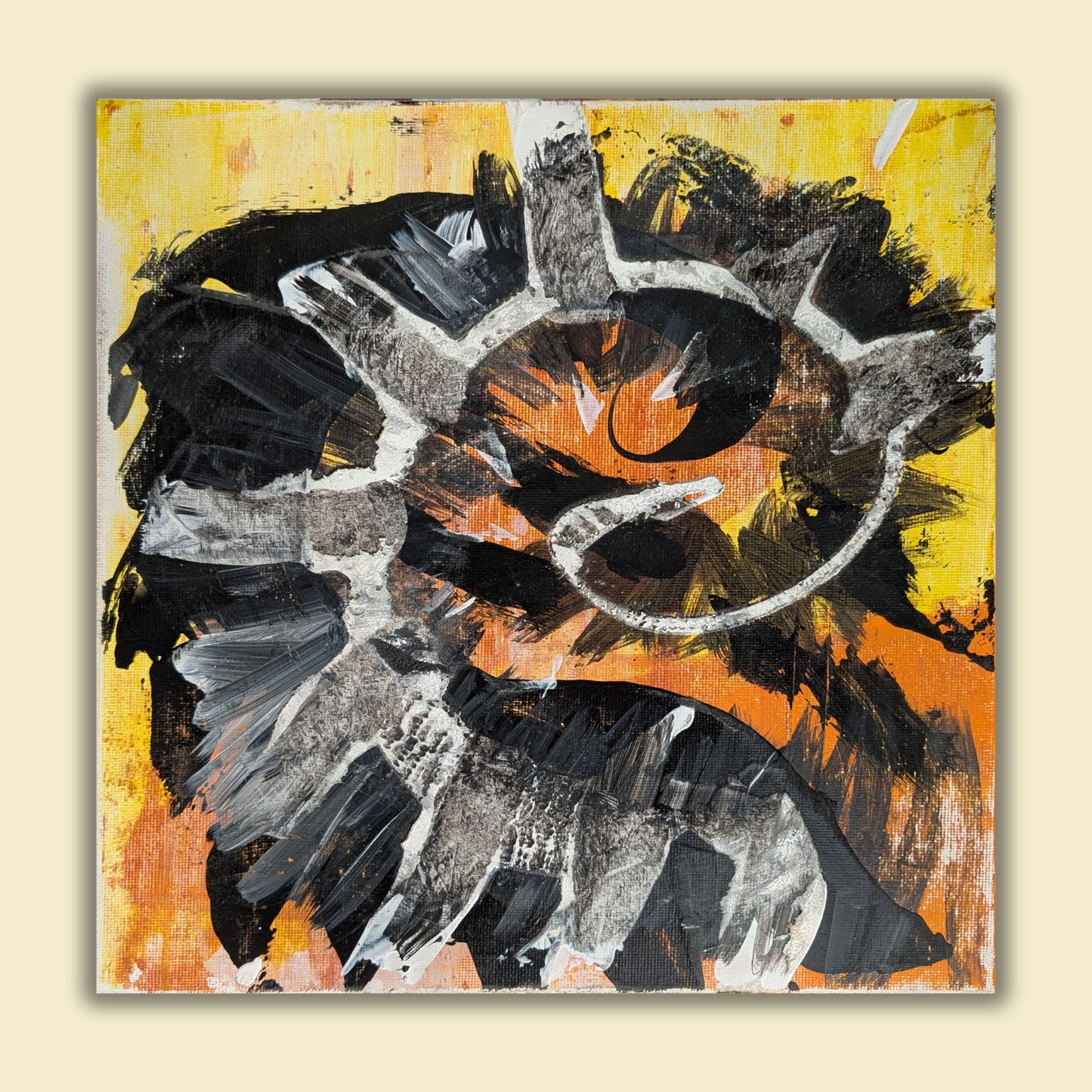 Le dinosaure - peinture acrylique originale 25x25cm (2025)