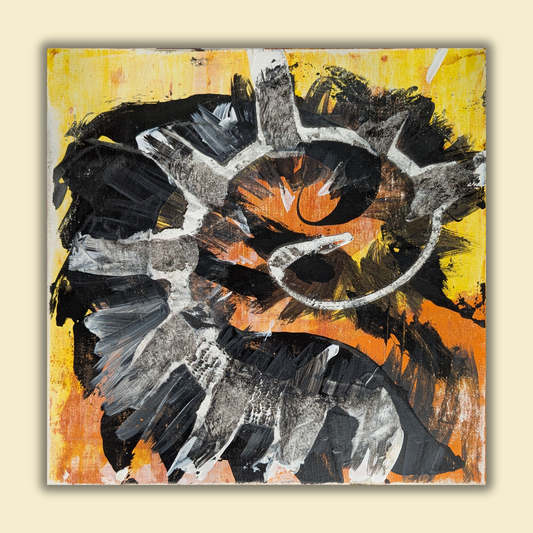 Le dinosaure - peinture acrylique originale 25x25cm (2025)