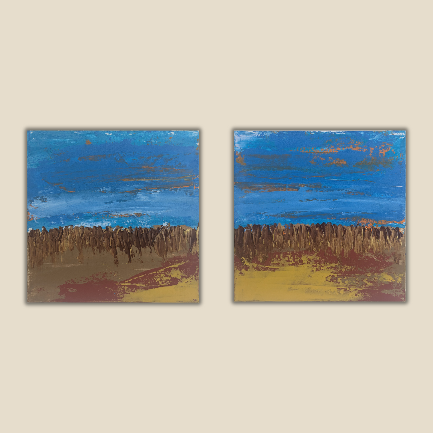 0317C - Diptyque peintures acryliques originales 25x25cm (2025)