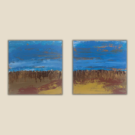 0317C - Diptyque peintures acryliques originales 25x25cm (2025)