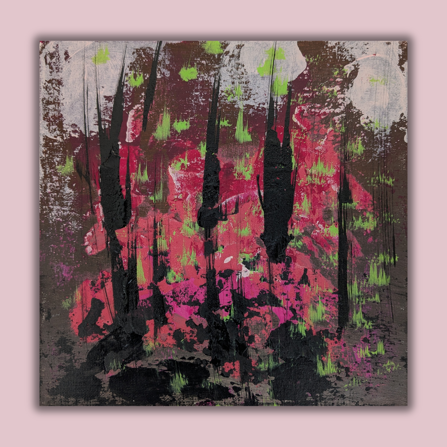 Le jardin des magiciens - peinture acrylique originale 25x25cm (2025)