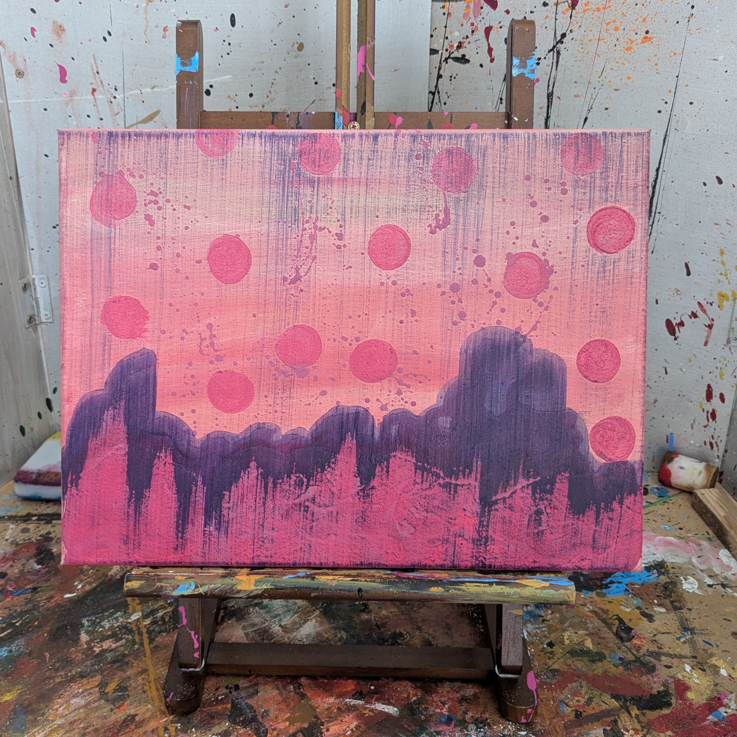 Planète rose - peinture acrylique originale 40x30cm (2025)