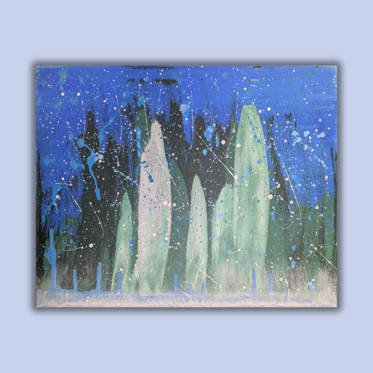 Ville verte dans la nuit - peinture acrylique originale 50x40cm (2025)